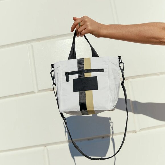 Stylish White and Black Tote Bag - Picture 1 of 12